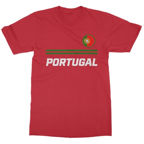Portugal Soccer Fans Nation Pride Supporters Unisex T-Shirt (Red, 5X-Large)