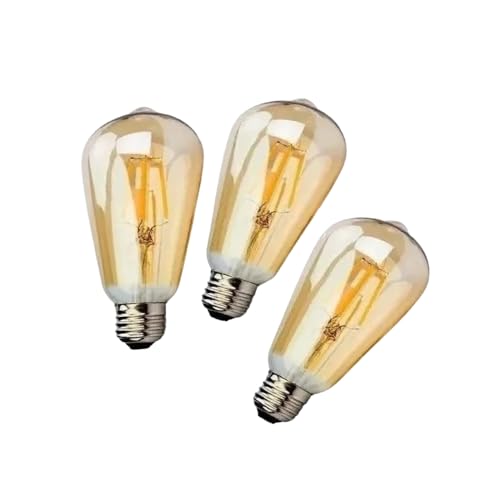 Kit 3 Lampada Filamento De Led St64 Retro Vintage E27 Bivolt Ambar Branco Quente