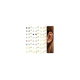 LOLIAS 24 Paar Medizinische Ohrstecker Gold Damen Chirurgenstahl Ohrringe Gold Helix Tragus Piercings Ohr Gold Flatback Ohrstecker Opal Perlen Mondstein Gesundheitsstecker Ohrringe Set