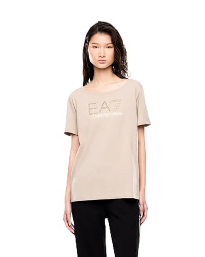 Image of EA7 Emporio Armani Women's T-Shirt Logo Series in Stretch Cotton Jersey (Beige), beige, M