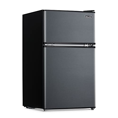 Newair 3.1 Cu. Ft. Compact Mini Fridge with Freezer, Energy Star Certified, Dual Zone Refrigerator, Interior LED Light, Crisper Drawer, Perfect for Dorm Rooms, Bedrooms, Home Offices, and RV Vans