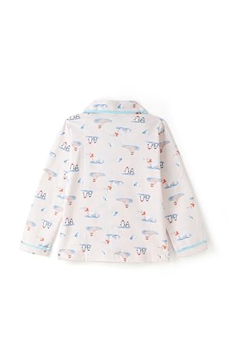 Image of Girls Premium Cotton Full Sleeves Printed Nightsuit Set | Collar Style Night Dress for Girls | Soft & Breathable Pajama Set | Trendy Kids Sleepwear & Nightwear