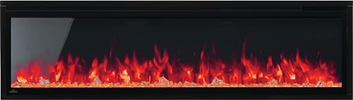 Napoleon Entice 60 - NEFL60CFH - Wall Hanging Electric Fireplace, 60-in, Black, Glass Front, Glass Crystal Ember Bed, Multiple Flame Colors, Remote Included