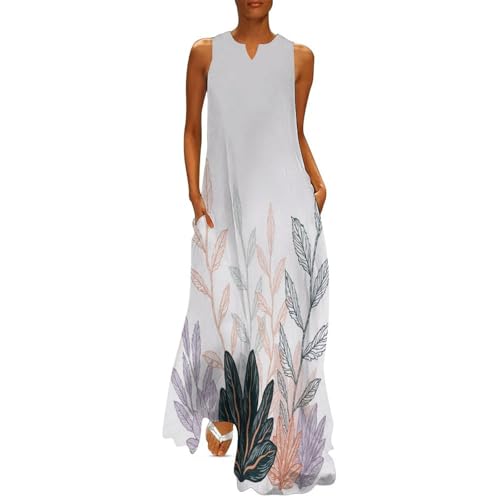 Robe d'été feuilles avec poches latérales pour un style fluide et libre