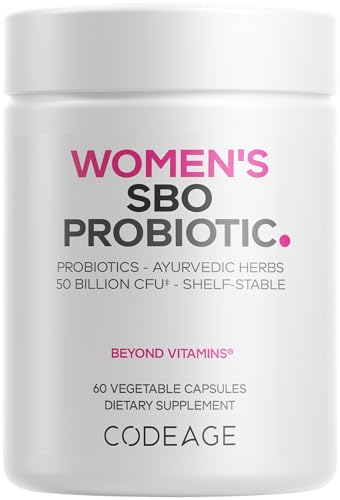 Codeage Womens Probiotics Supplement - 50 Billion CFUs - SBO Probiotics & Prebiotics - Cranberries - Feminine Health - Fermented Botanical Blend Whole Food Supplement - Vegan Non-GMO - 60 Capsules