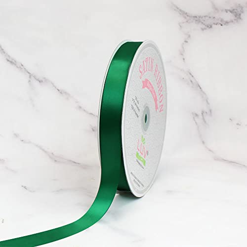 Creative Ideas Solid Satin Ribbon, 7/8" by 100 Yard, Emerald Green, Solid