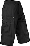 MAGCOMSEN Men's Capri Shorts Below Knee Cargo Long Cotton Shorts 3/4 Capris 7 Pockets Twill Tactical Shorts Black 36