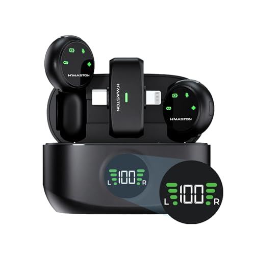 Microfone Lapela Microfone de Lapela Sem Fio Receptor 2 em 1 para Cancelamento Duplo de Ruído Compatível com iPhone Lightning Tipo-C