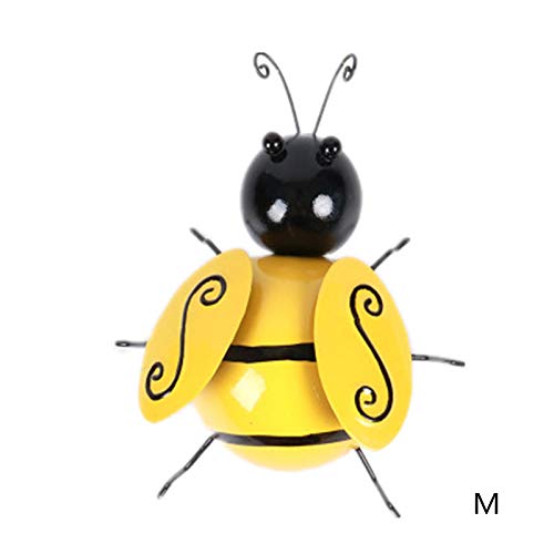OLOPE Nostalgia Decorative Metal Bumble Bee Wall Ornament,Garden Accents Yard Fence 3D Sculpture Ornaments,Lawn Bar Bedroom Living Room Wall Hanging Bumblebee Art Decoration