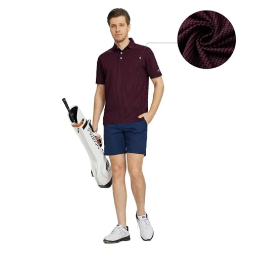M MAELREG Golf Polo Shirts for Men Dry Fit Casual Performance Moisture Wicking Mens Polo Shirts Short Sleeve Red — view 3