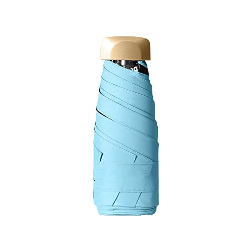 Parapluie de voyage bleu clair pour sac à main avec protection UV et châssis coupe-vent