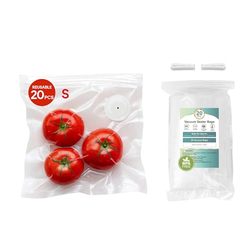 Image of Reusable Vacuum Sealer Bags 20-Pack (Small 8.27x8.66 in) - BPA-Free Double-Seal Leakproof | Compatible with TUITUITA & Major Sealers | Freezer /Microwave /Dishwasher Safe