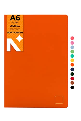 Image of NEORAH - A6 Notebook SOFT COVER | Journal REFILL | Unruled Notebook Journal | 110 GSM | 160 pages (Size 14.8 cm x 10.5 cm) Planner Journaling Writing Note Taking Diary -ORANGE