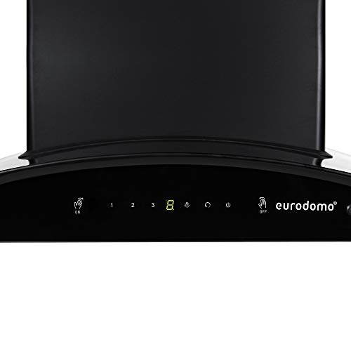 Image of Eurodomo 60 cm 1200 m /hr Autoclean Filterless chimney with Touch & Motion Sensor (HOOD INDIGO SC TC BK 60,Black)