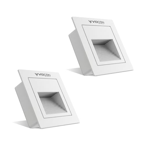 Image of Rio Step Outdoor 5W LED Step Light Outdoor, IP65 Waterproof Wall Recessed Stair Light, Aluminum Body, Rio Design for Garden, Pathway & Staircase (White Body, Warm White, Pack of 2)