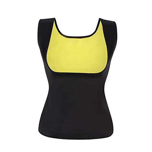 TopTie Camisa de Neopreno Adelgazante para Mujer Entrenador de Cintura Corsé Chaleco Control de Barriga Faja para pérdida de Peso-Negro/Amarillo-M