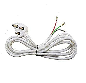 BASERA Cotton Protected Copper Wire Cord with 3 pin Plug for Electric Iron 2.5 Meter