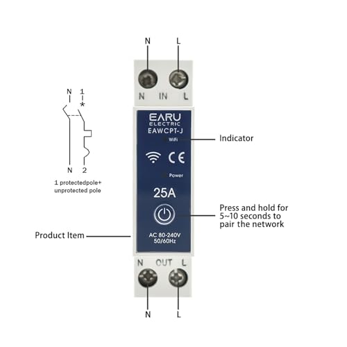 Interruptor de relé de tiempo WiFi 50A para control remoto Smart Life 5