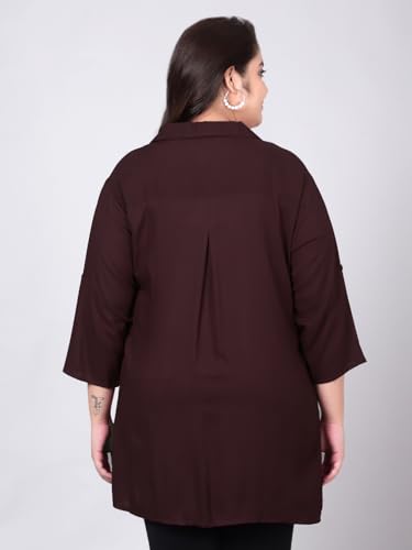 Image of Indietoga Women's Plus Size Solid Rayon Longline Casual Shirts (XL to 7XL)
