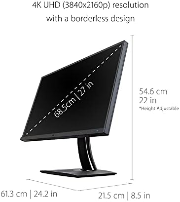 ViewSonic VP2785-4K 27-inch 4K Ultra HD Professional Monitor with 99% Adobe RGB, Delta E<2, Hardware Colour Calibration, 2x HDMI, Display Port, USB-C for Graphic Design, Photo & Video Editing