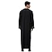 XINNI Men Arabic Long Sleeve Printing Thobe Crew Collar Kaftan Robe with Zipper