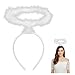Produktbild Balinco Weißer Heiligenschein Haarreif für Erwachsene - Engel Kostüm Accessoire mit Weichen Marabufedern - Dehnbar, Sicherer Sitz - Ideal für Christkind, Cosplay, Karneval, Halloween, Einheitsgröße