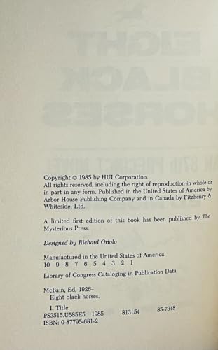 Eight Black Horses 0877956812 Book Cover