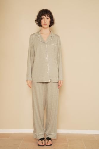 Image of Pajamas for Women Long Sleeve Pajama Set 2 Pieces Lounge Sets Sleepwear Pjs Ladies Sleepwear Button Down Nightwear