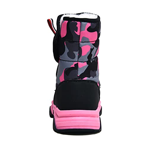 GEXECEUSS Boy's Girl's High-Top Boots Kids Winter Snow Boots Faux Fur Lined Warm Shoes Outdoor Slip Resistant Walking Boots (Little Kid/Big Kid)3