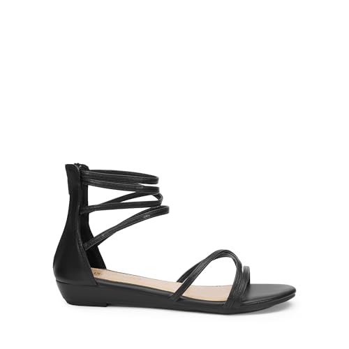 Image of DREAM PAIRS Women's Ankle Strap Flat Sandals Summer Dressy Strappy Gladiator Rhinestones Sandals