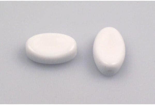 10pcs Pressed Beads Flat Oval 17 x 11 mm, Chalk White (3000), Bohemia Crystal Glass, Czechia 11130134