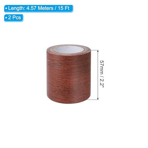 Image of PATIKIL Wood Grain Repair Tape 2.2 inch x15ft,2 Pcs Self Adhesive Realistic Textured Repair Tape Patch for Floor Door Table Cabinets Desk,Light Wine Mahogany