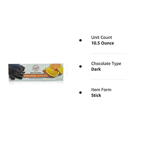 Sweet Candy Dark Chocolate Orange Sticks - Chocolate Covered Candy - Orange Flavor With Dark Chocolate Coating - Old Fashioned Sweet Treat - One (1) 10.5Oz Box #TOP6