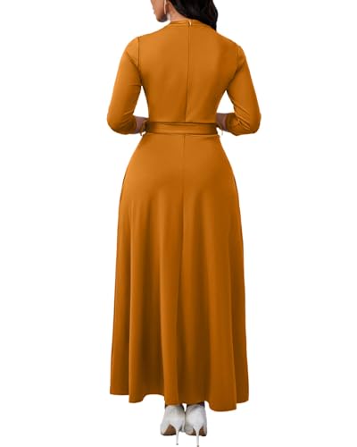 Image of BubFee Maxi Dresses for Women Semi Formal Long Dress 3 /4 Sleeve Casual A-line Church Dresses with Pockets