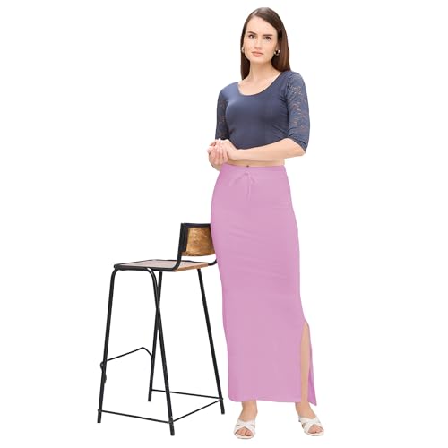 Image of DESI GIRL Cotton Lycra Stretchable Saree Shapewear Petticoat with Drawstring for Women | Fishcut Saree Petticoat with Side Slit for Easy Movement | Saree Shaper | Long inskirt
