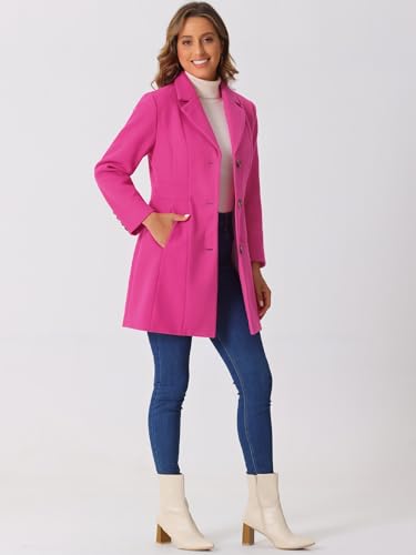 Image of Allegra K Womens Winter Elegant Pea Coat 2026 Single Breasted Long Overcoat | Notch Lapel Collar, Warm, Work Office Trench Coats,Outwear Outfit