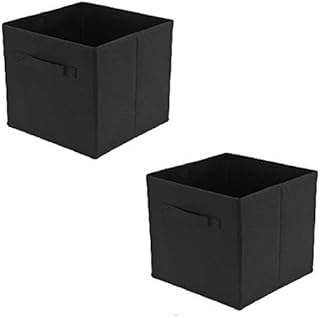 Trintion 2 Pcs Foldable Storage Boxes 27x27x28cm Folding Box Folding Collapsible Organiser For Home And Office(Black)