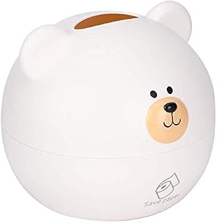 Fdit Cute Bear Tissue Paper Box Holder Decorative Tissue Towel Box Cover Cartoon Tissue Dispenser for kitchen Car Bathroom Table Desks Office (White)