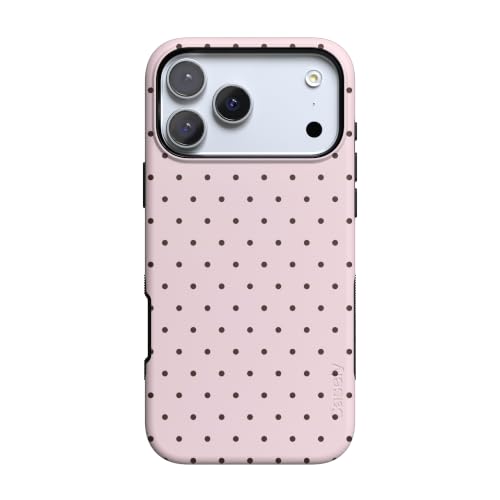 Casely iPhone 18 Pro Case | On the Dot | Pink & Brown Polka Dot | Bold Protective Design | Compatible with MagSafe