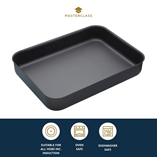MasterClass MCCHA5NS Hard Anodised Roasting Tin, 42 x 31 cm Teflon Non Stick Coated Large Aluminium Roaster, Black