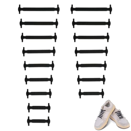 GNALIA Cordones Elásticos, 8 Pares 16 Unidades, Silicona Sin Atar Negro, Talla Única 8 Tamaños, Para Zapatillas Deportivas Converse Altas Niños Adultos