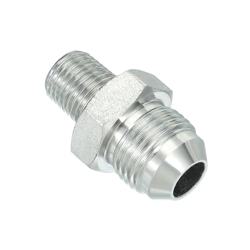 Image of PATIKIL Pipe Adapter Connector 3 /4 inch Male 74 Flare JIC x 1 /4 inch Male R Pipe Fitting Oil Feed Restrictor Fitting Hydraulic Connector for Oil Steam Water Pipelines System