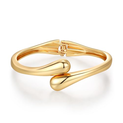 Gold Bangle Bracelets for Women Trendy 14K Gold Plated Twist Cuff Bracelet Jewelry, Dainty Gold Bangles Non Tarnish Fashion Jewelry Gift