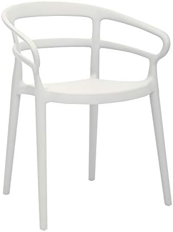Amazon Basics White, Curved Back Dining Chair-Set of 2, Premium Plastic