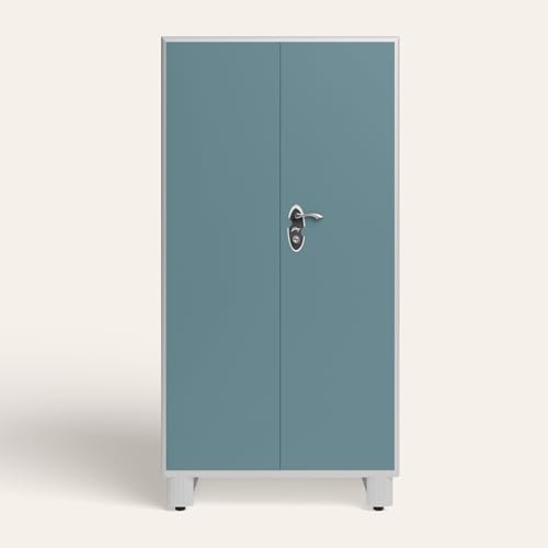 Image of Interio by Godrej Wardrobe H1 2-Door Steel Almirah (Blue Haze), 1-Year Warranty, 1 Drawer, 1 Locker