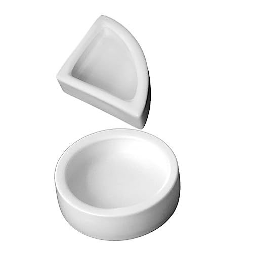 Parliky 2pcs Ceramic Reptile Food Bowls Worm Dishes for Lizard Gecko Turtle Feeding Containers for Terrarium Supplies Convenient Feeding