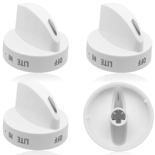 Upgraded 4Pcs 316442500 Range Surface Control Knob White, Burner Knob Fit for Frigidaire, Kenmore, Sears Gas Ranges - Replaces 1197115, AP3960207, PS1528151