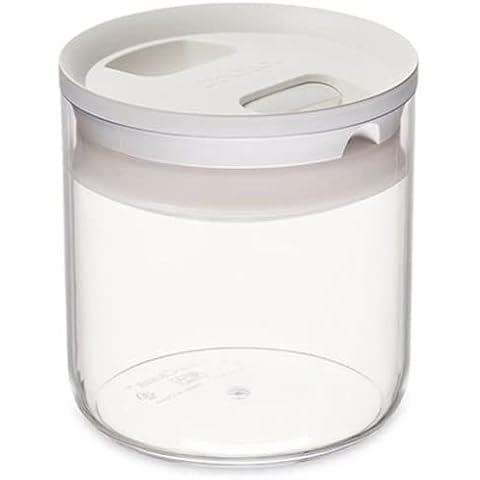 ClickClack Pantry Storage Round Container White 0.6ltr - Single - Air Tight Stackable Container Cover