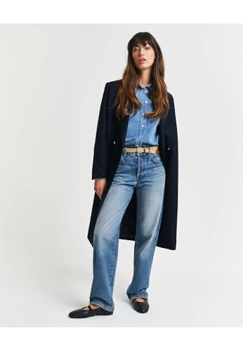 GANT Reg Denim Shirt Blouse, Bleu Semi-Clair, 42 Femmes