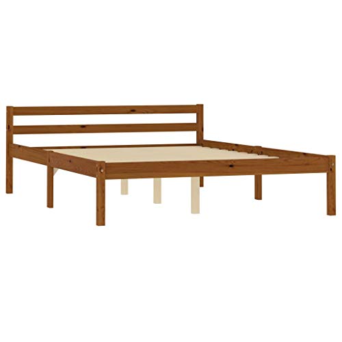 Festnight Estructura Cama Base Cama Marco de Cama Estructura de Cama de Madera Maciza de Pino Marr�n Miel 140x200 cm